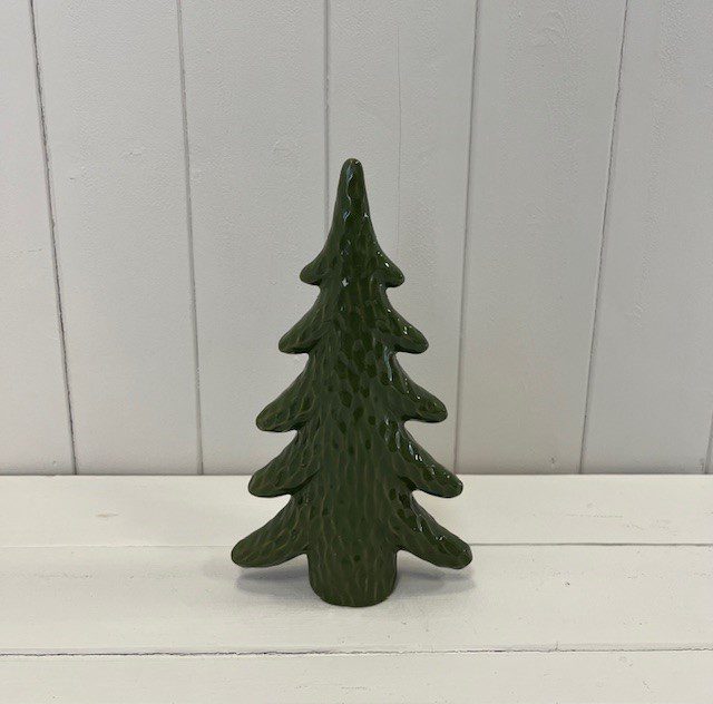 Dimpled Green Ceramic Christmas Tree Ornament Medium