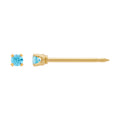 Ear Piercing CZ Pair 24c Gold Plated Stainless Steel 2mm Blue Topaz