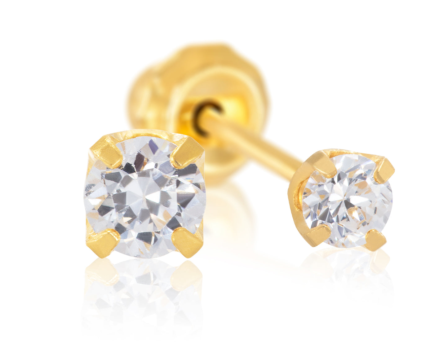 Ear Piercing CZ Pair 9ct Gold 2mm