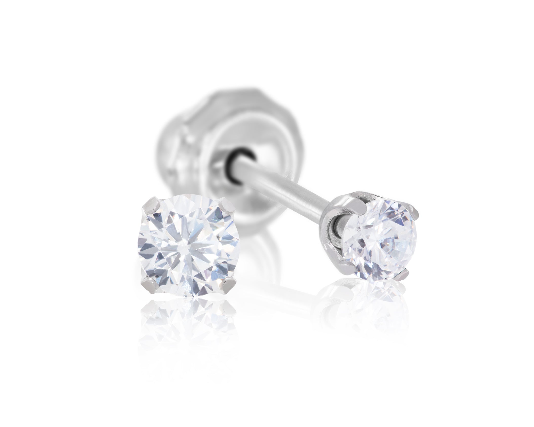 Ear Piercing CZ Pair Stainless Steel 2mm