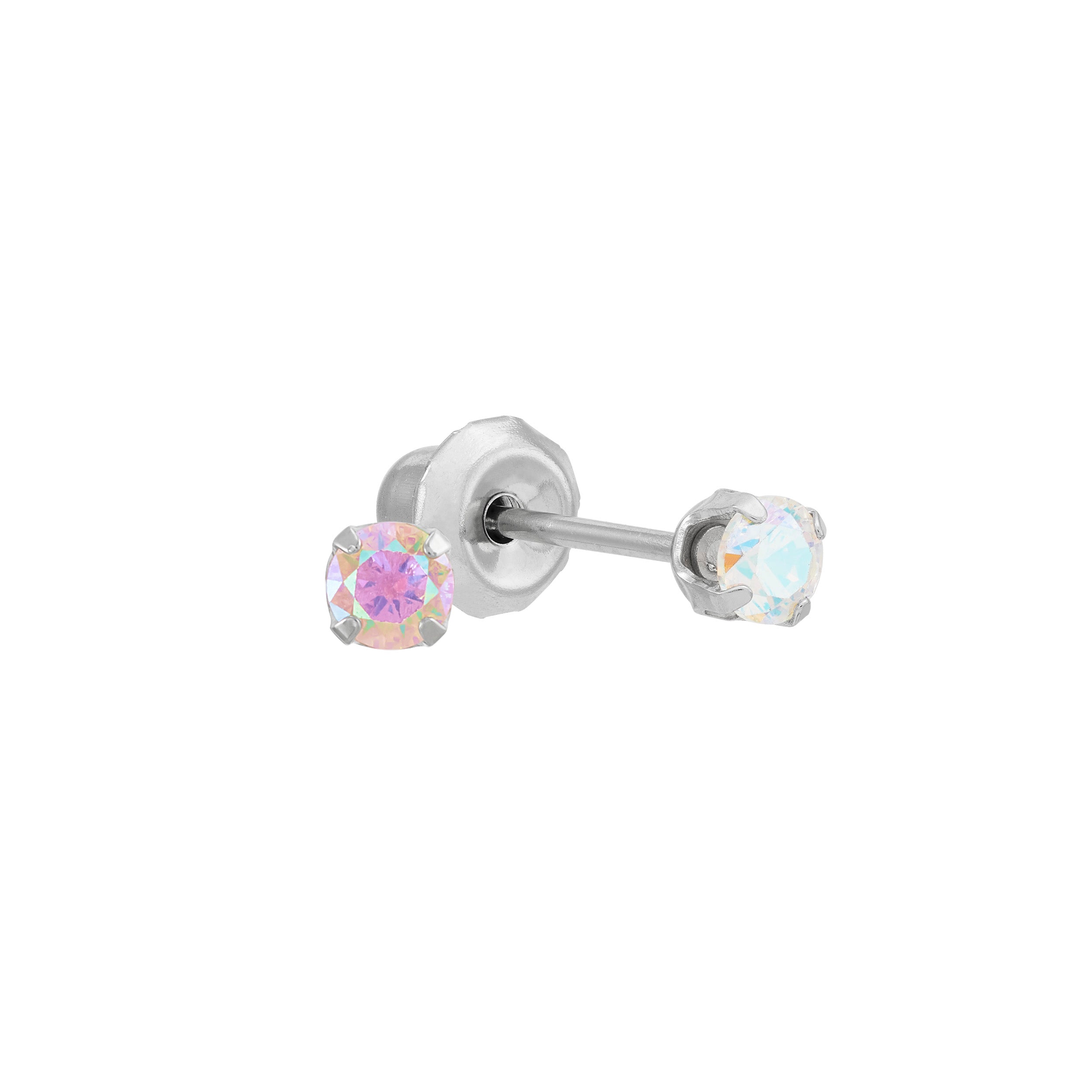Ear Piercing AB CZ Pair Stainless Steel 3mm
