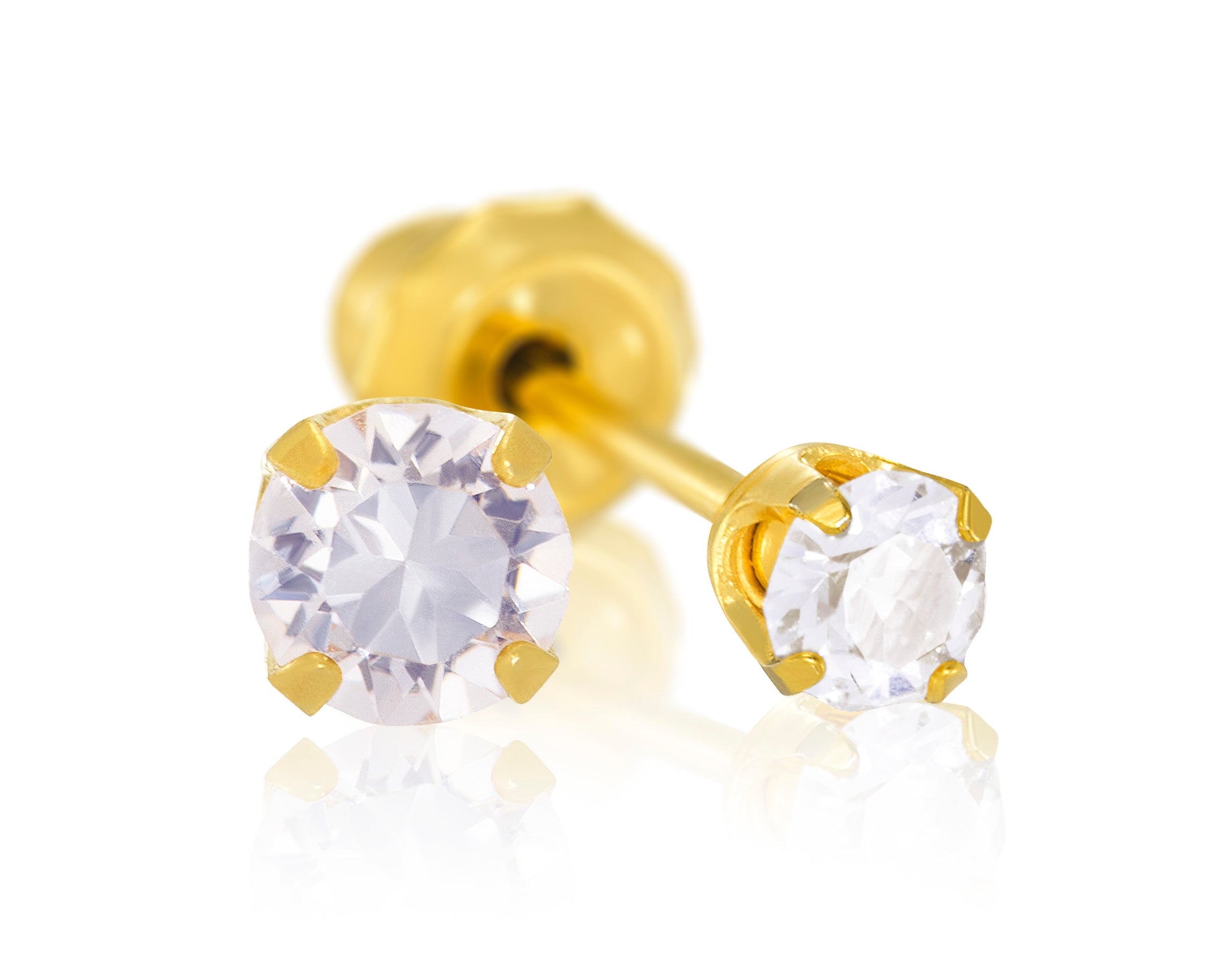 Ear Piercing CZ Pair 9ct Gold 3mm