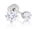 Ear Piercing CZ Pair Square Stainless Steel 3mm