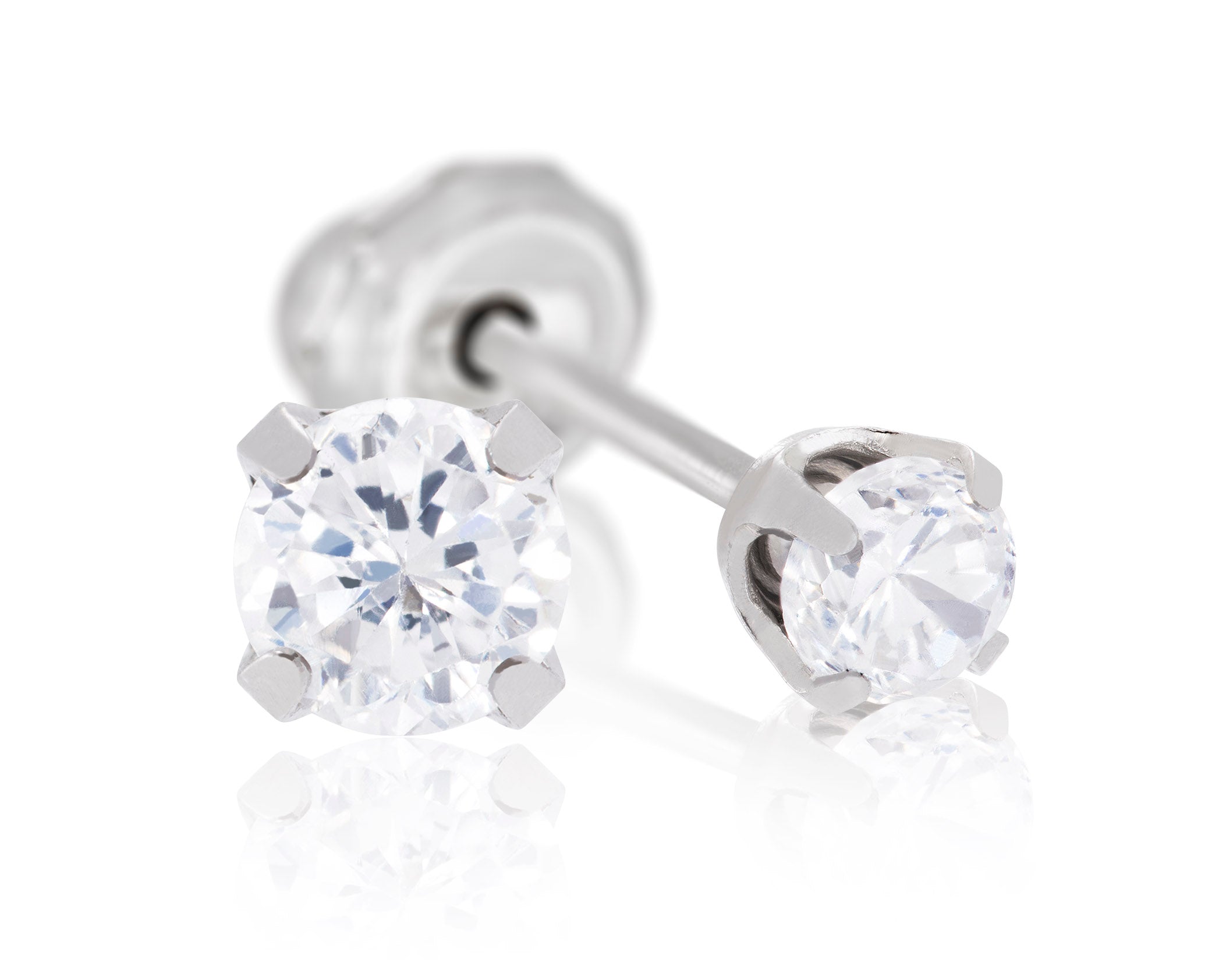 Ear Piercing CZ Pair Stainless Steel 3mm