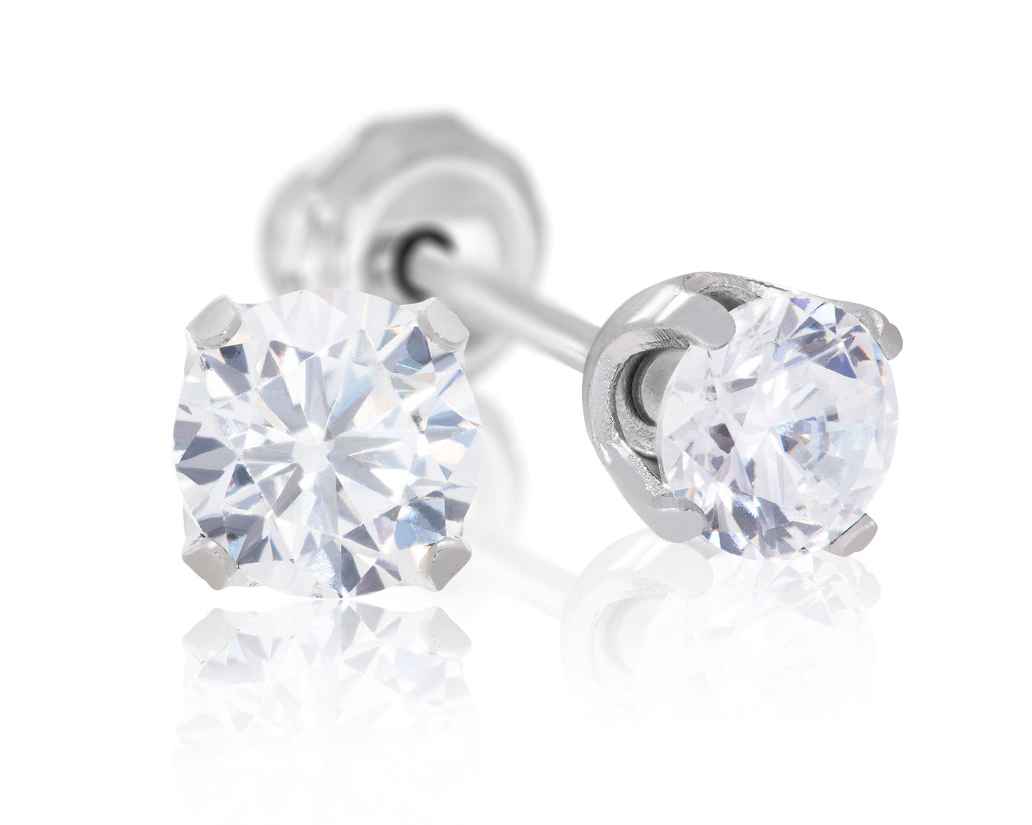 Ear Piercing CZ Pair Stainless Steel 5mm