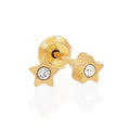 Ear Piercing CZ Crystal Star Pair 24c Gold Plated Stainless Steel