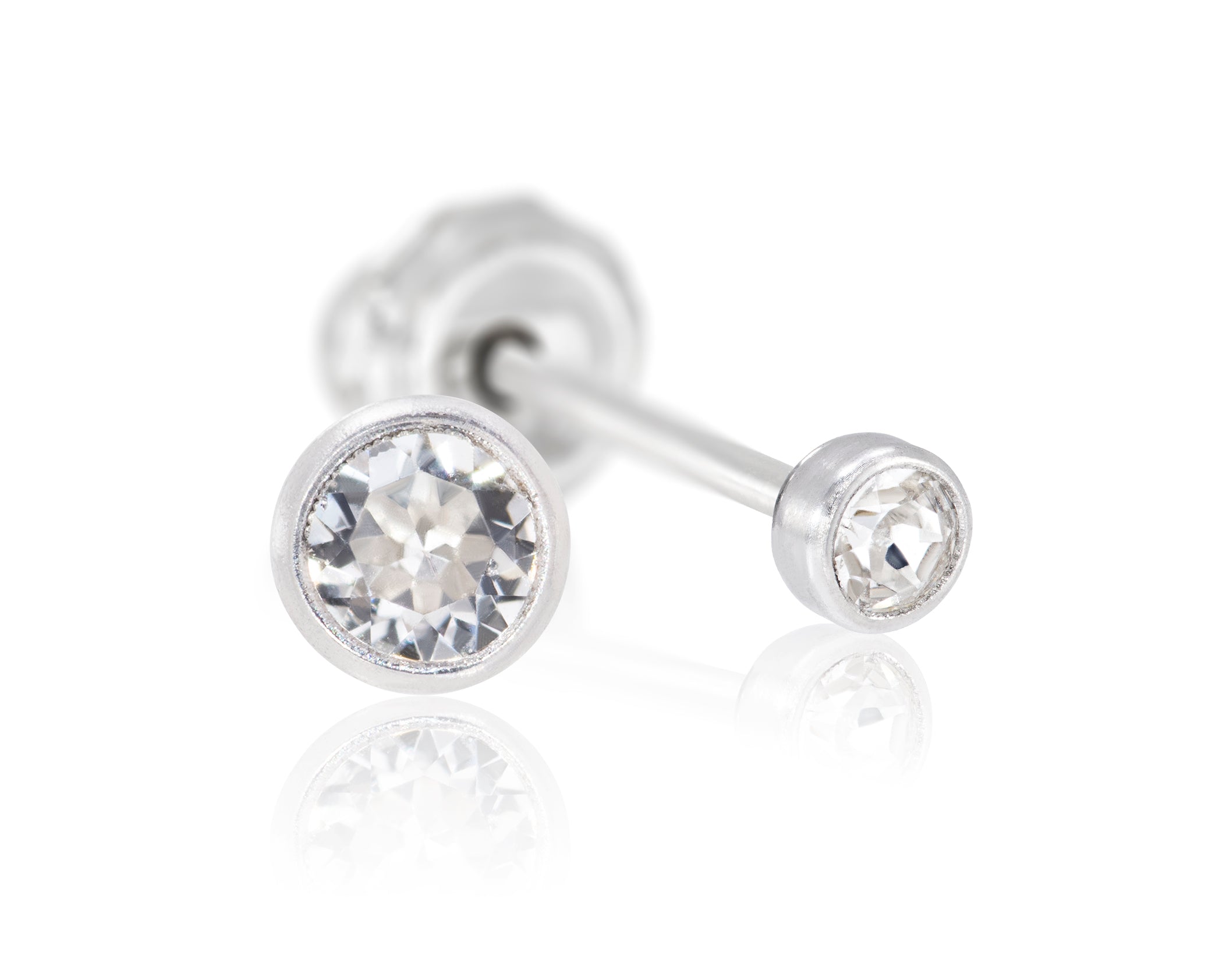 Ear Piercing Clear Crystal Bezel Titanium 3mm