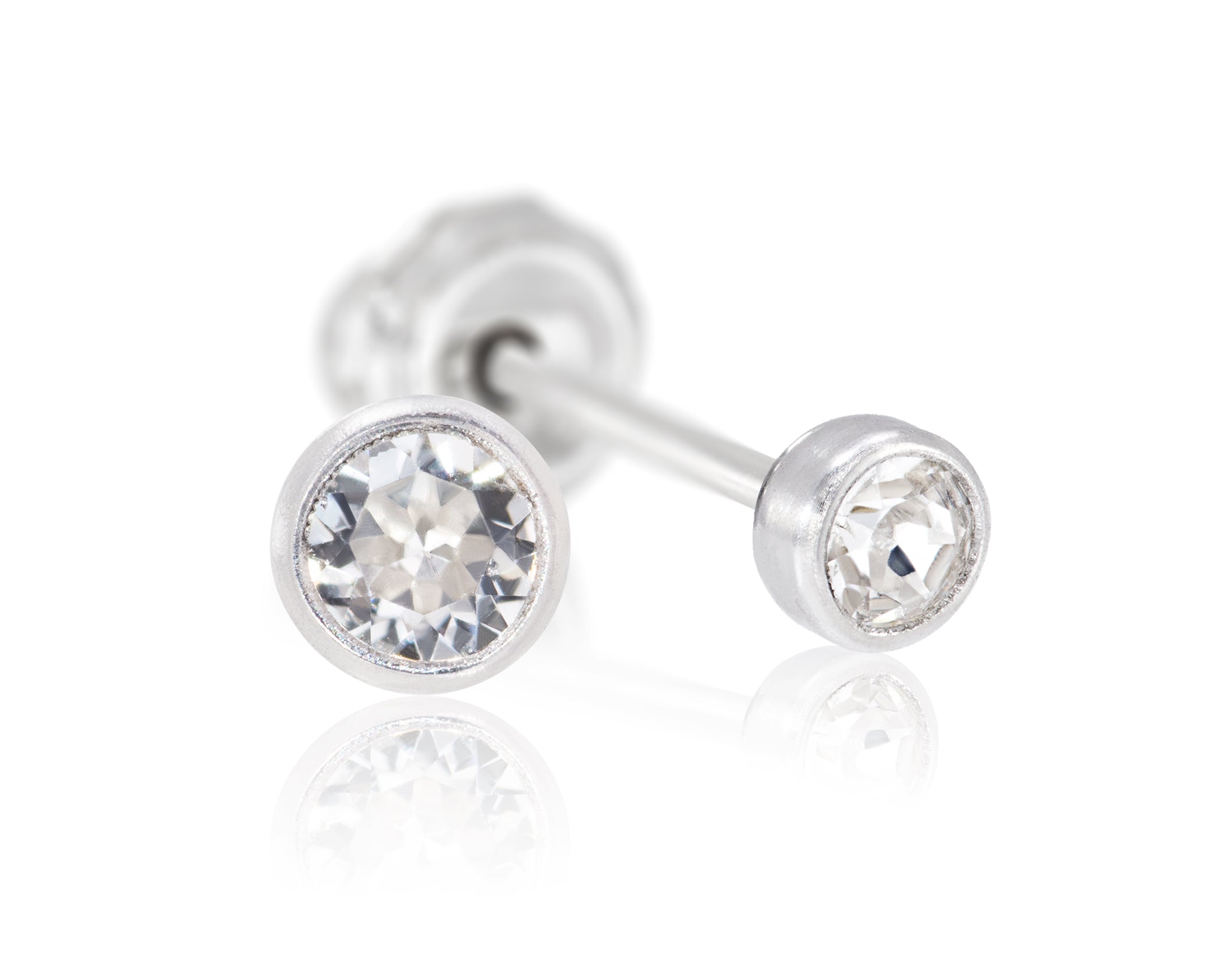 Ear Piercing Clear Crystal Bezel Titanium 4mm