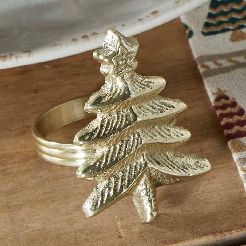 Enamel Tree Napkin Ring Gold