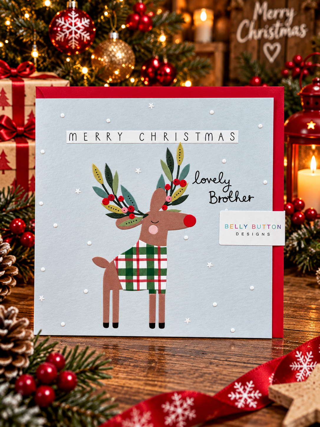 Belly Button Merry Christmas Lovely Brother Card