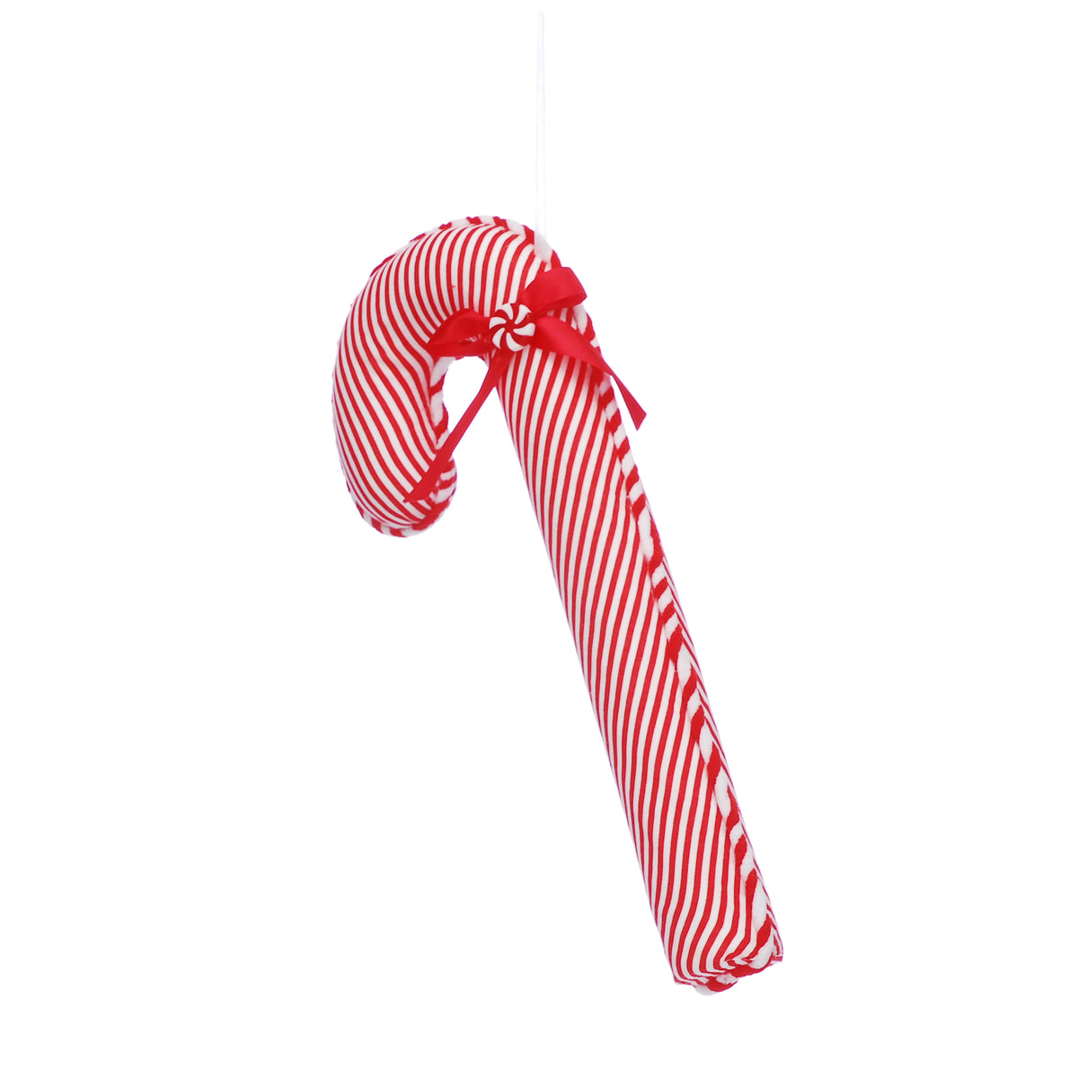 Festive Fabric Red White Candy Cane With Red Ribbon