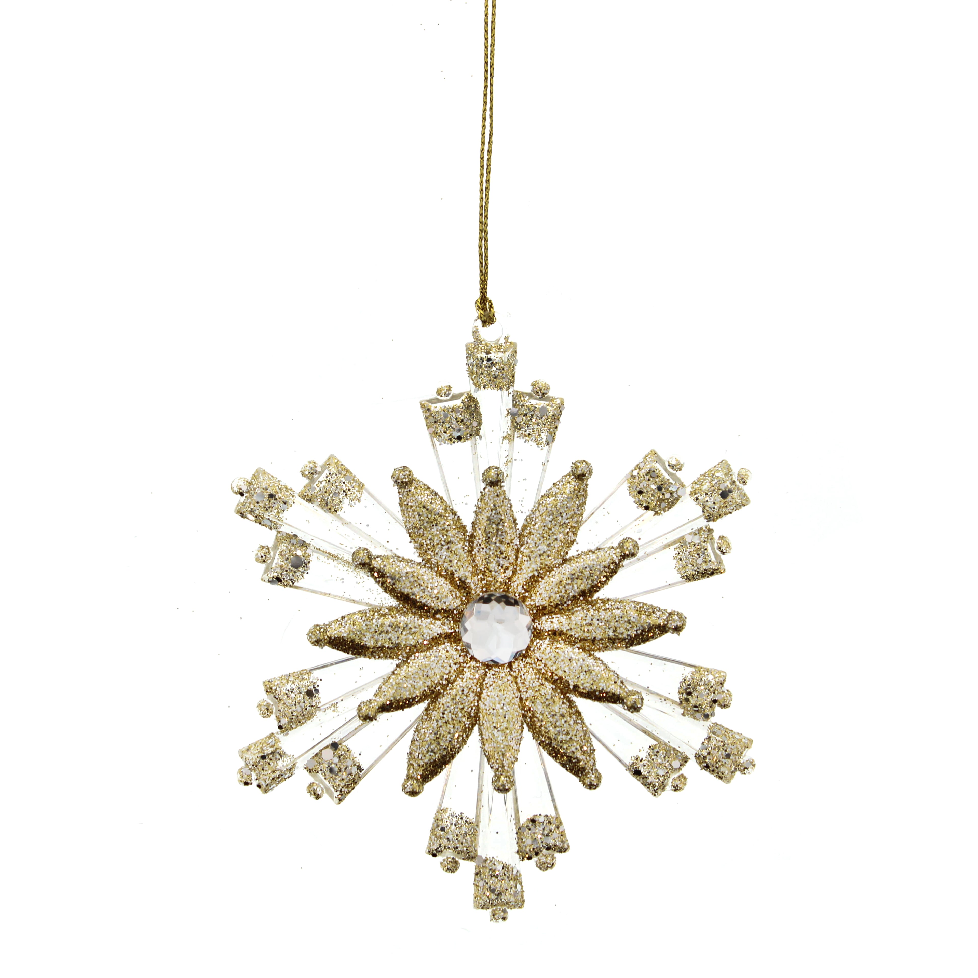 Festive Hanging Clear Champagne Glitter Snowflake