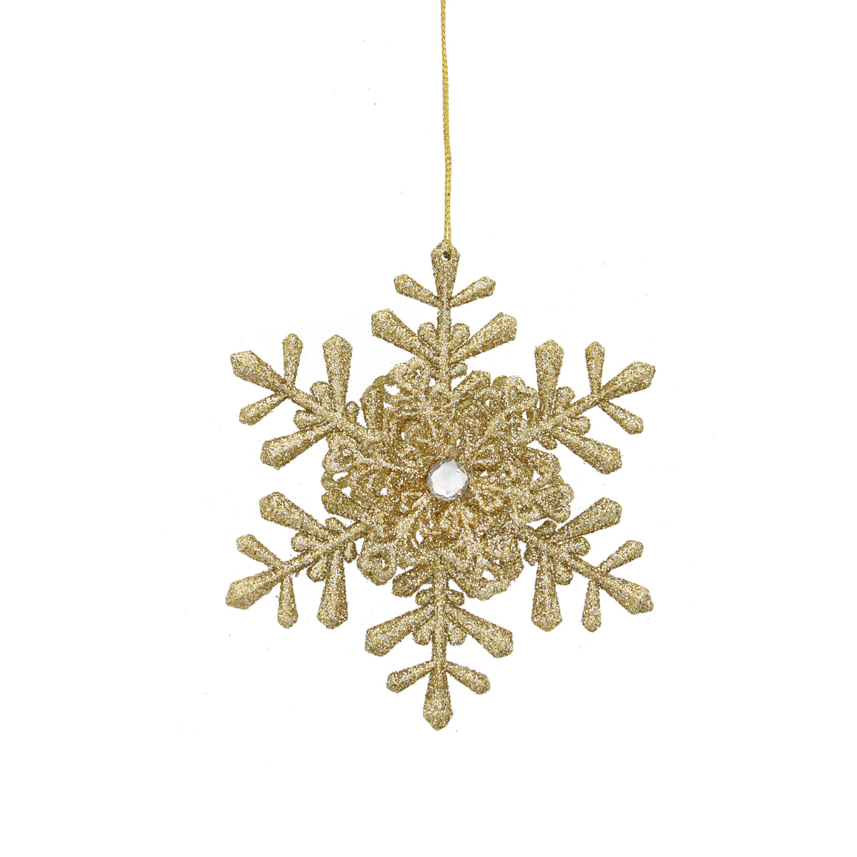 Festive Hanging Gold Glitter Snowflake