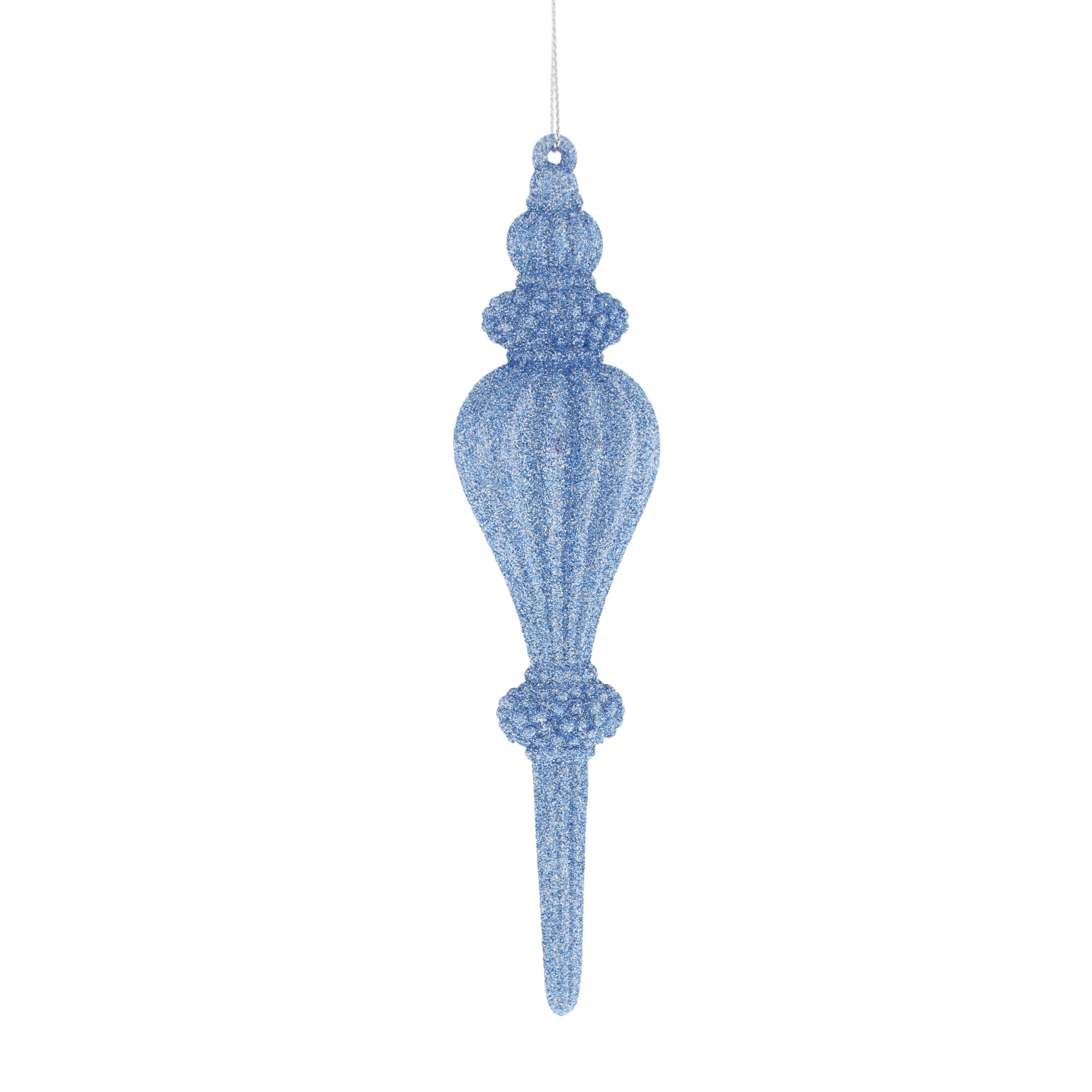 Festive Hanging Lichen Blue Glitter Acrylic Finial