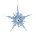 Festive Hanging Lichen Blue Glitter Acrylic Star