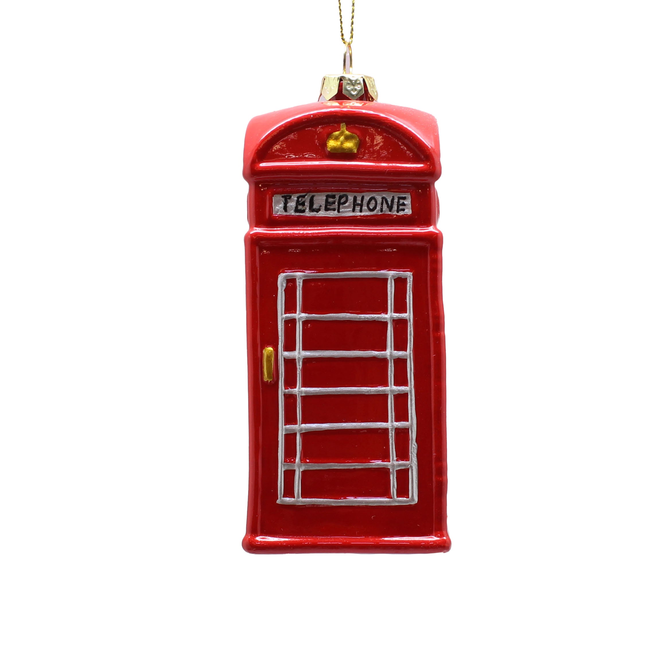 Festive Hanging Red White Telephone Box