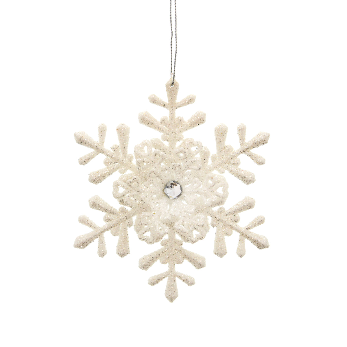 Festive Hanging White Glitter Snowflake