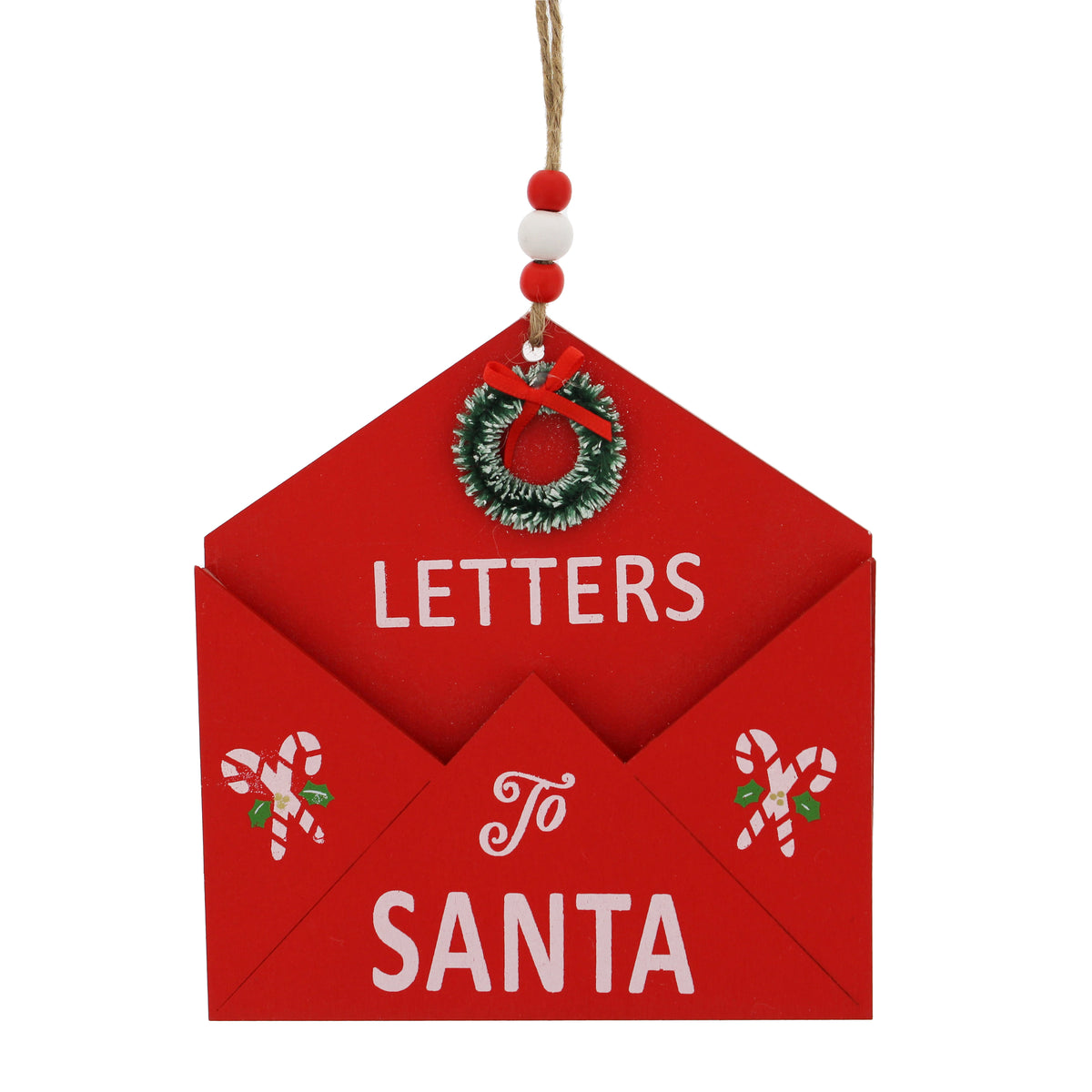 Festive Hanging Wood Red Letters To Santa Envelope