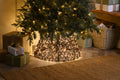 Festive Lit Brown Tree Skirt Warm White Led