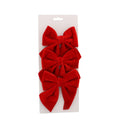Festive Red Velvet Bows On Backing Card Pack of 3 Small
