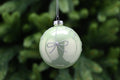 Festive Shiny Green Glass Ball Silver Glitter Bow