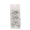 Festive Silver Bows On Backing Card Pack of 3