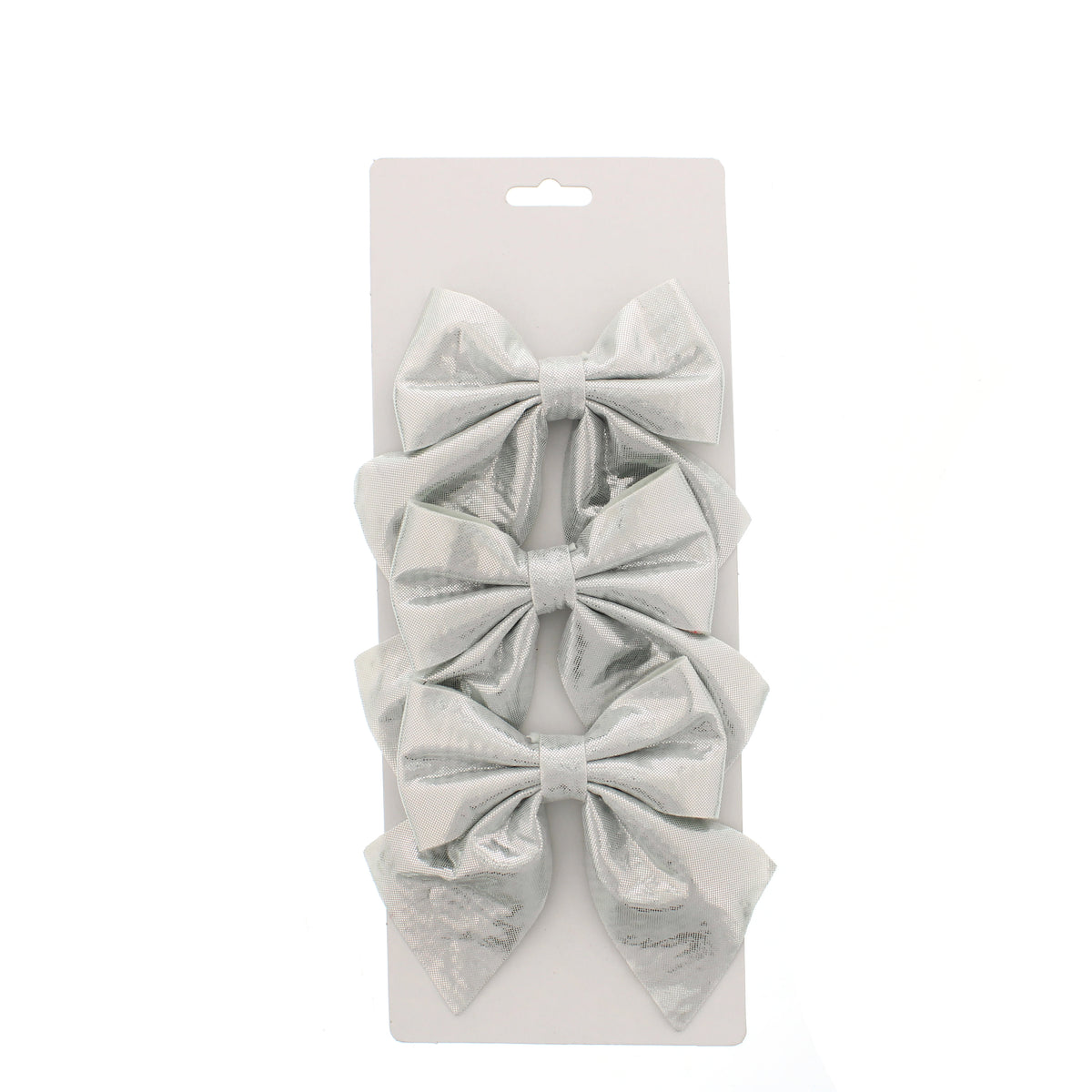 Festive Silver Bows On Backing Card Pack of 3