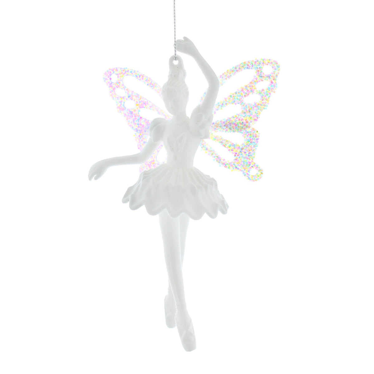 Festive White Fairy With Silver Glitter Wings