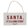 Festive White Wooden Santa Long Story Sign