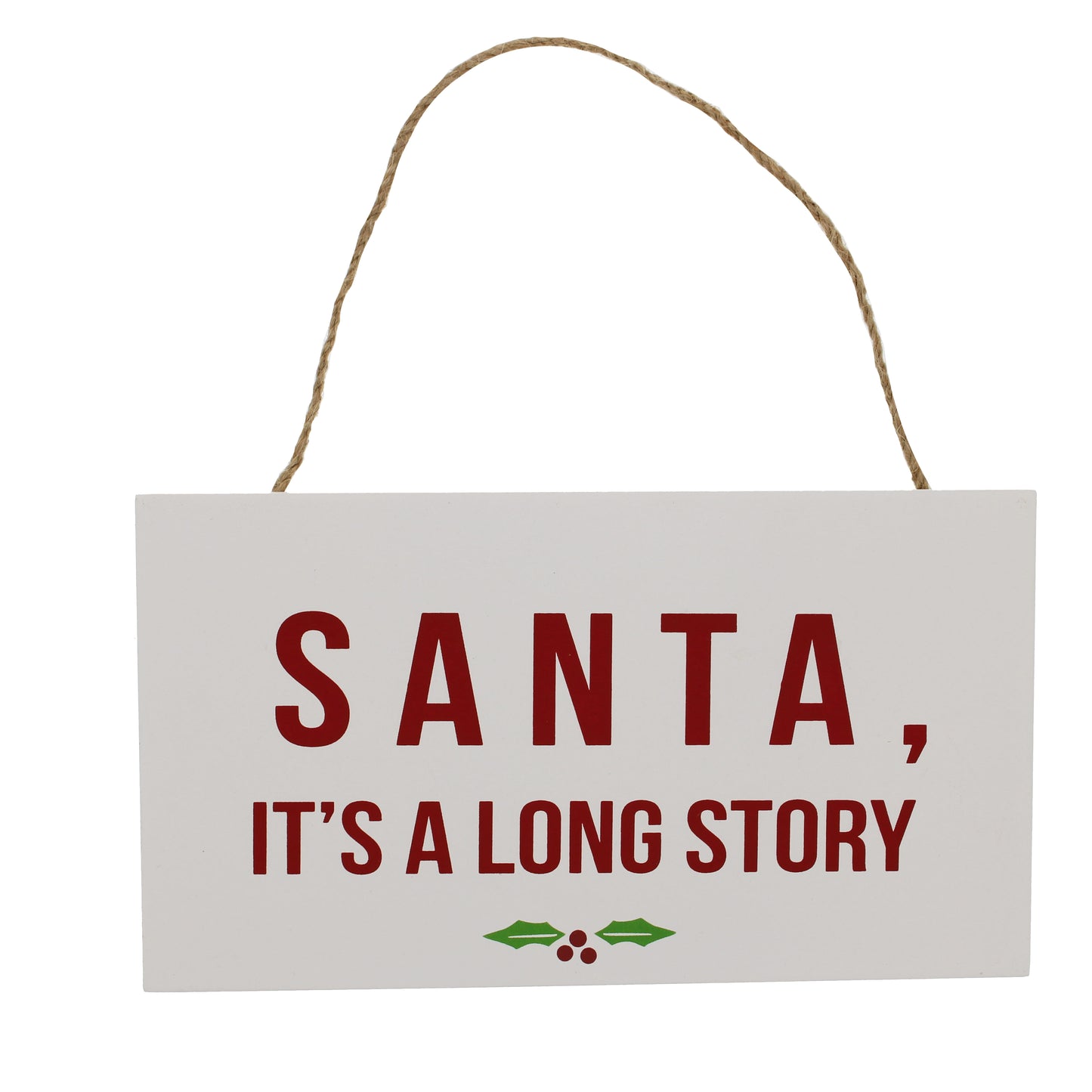 Festive White Wooden Santa Long Story Sign