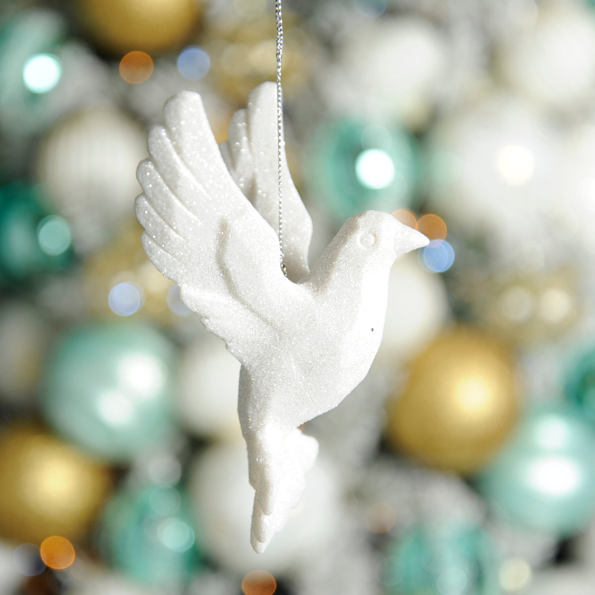 Festive White Glitter Acrylic Dove