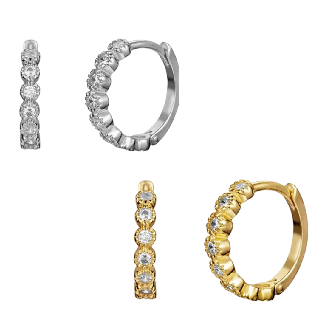 She Is Beautiful Fine Pave Huggies Gold