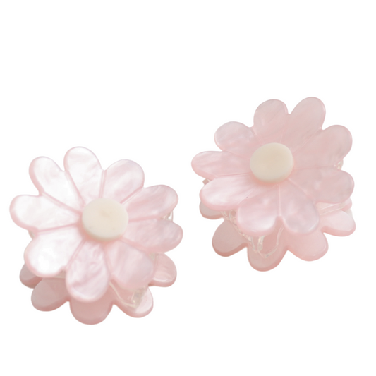 Flower Hair Claw Clips Twin Pack Pink