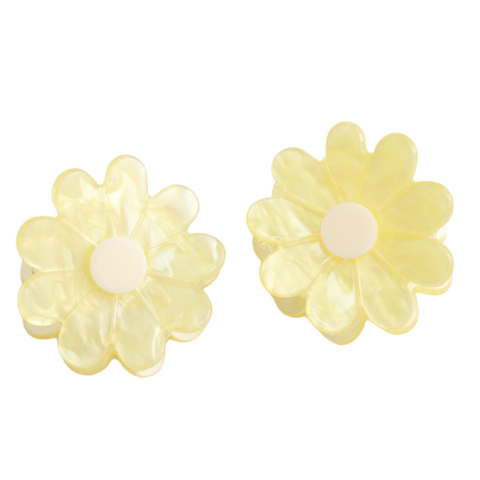 Flower Hair Claw Clips Twin Pack Yellow
