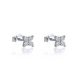 She Is Beautiful Flowers Studs Silver