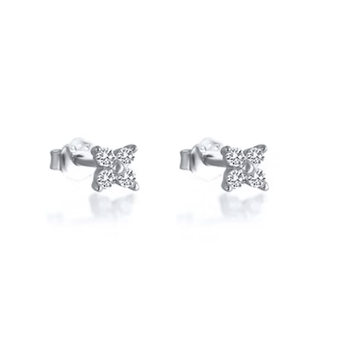 She Is Beautiful Flowers Studs Silver