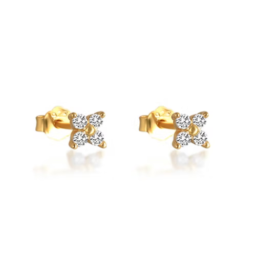She Is Beautiful Flowers Studs Gold