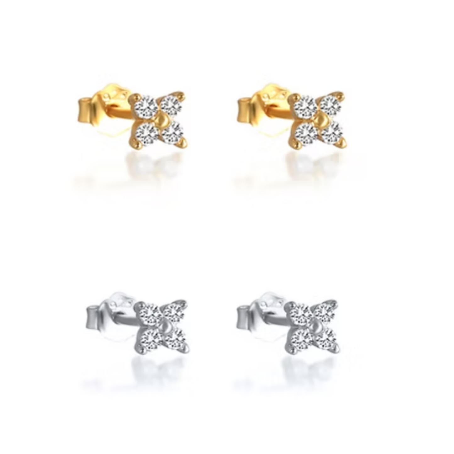 She Is Beautiful Flowers Studs Silver
