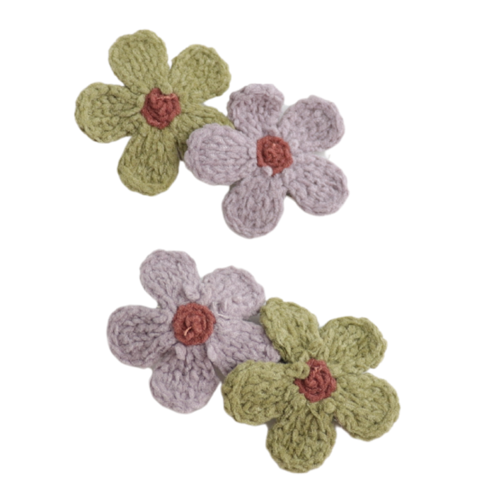 Flowers Hair Clips Twin Pack Green