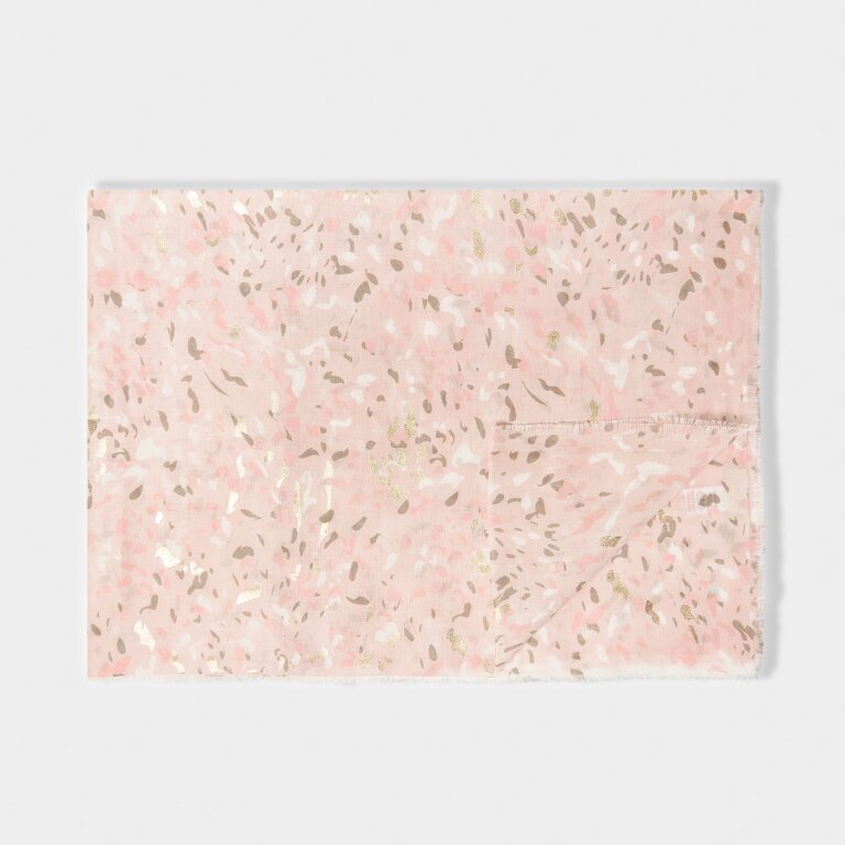 Katie Loxton Foil Printed Scarf Terazzo Pink/Gold Foil
