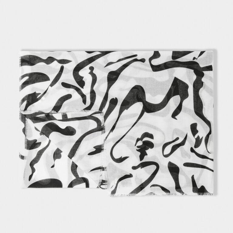 Katie Loxton Foil Printed Scarf Zebra Black & White/Silver Foil