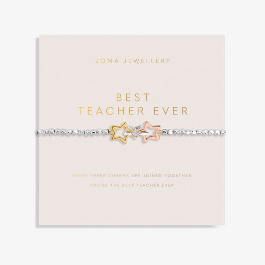 Forever Yours Best Teacher Ever Silver, Gold Plated & Rose Gold Plated Bracelet