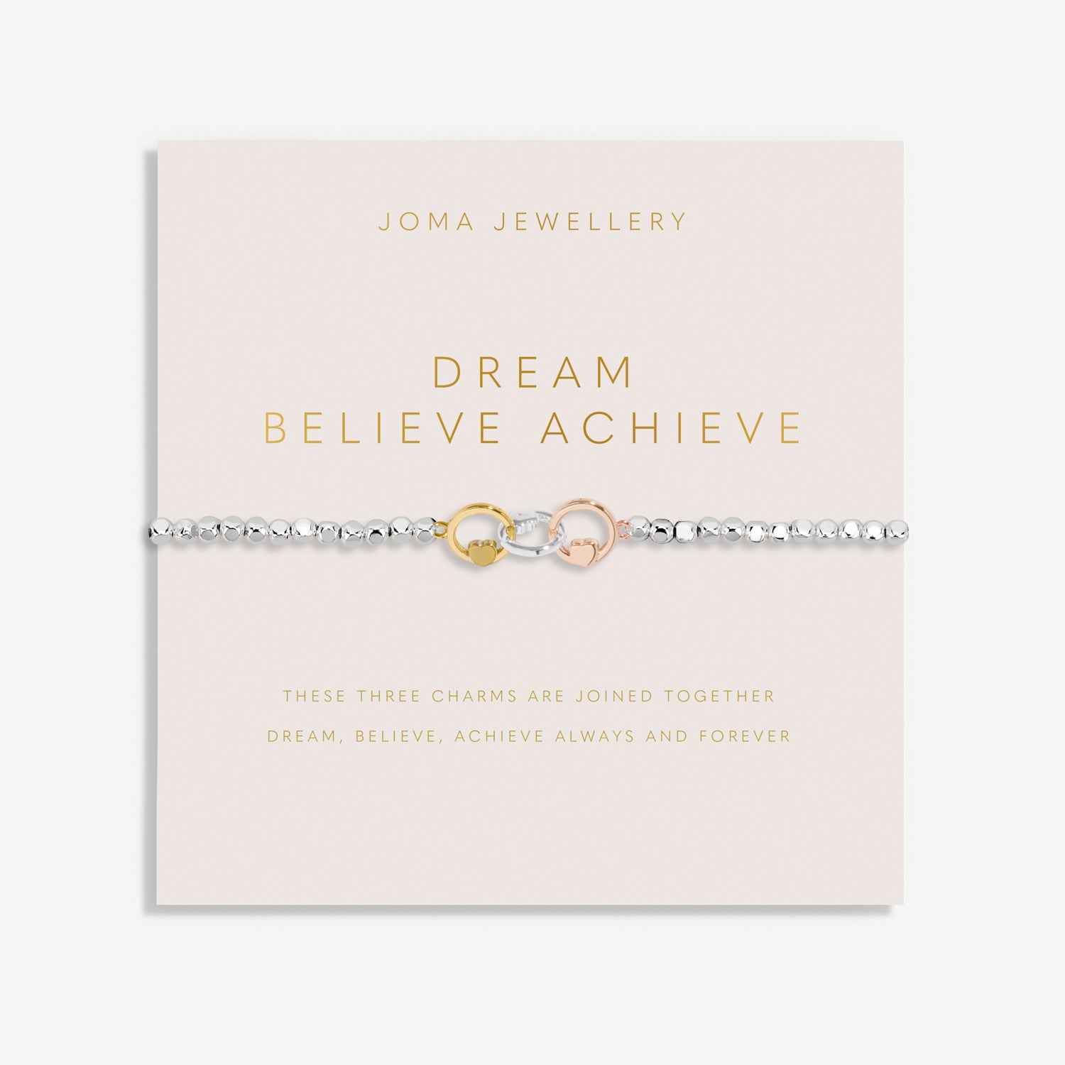Forever Yours Dream Believe Achieve Silver, Gold Plated & Rose Gold Plated Bracelet