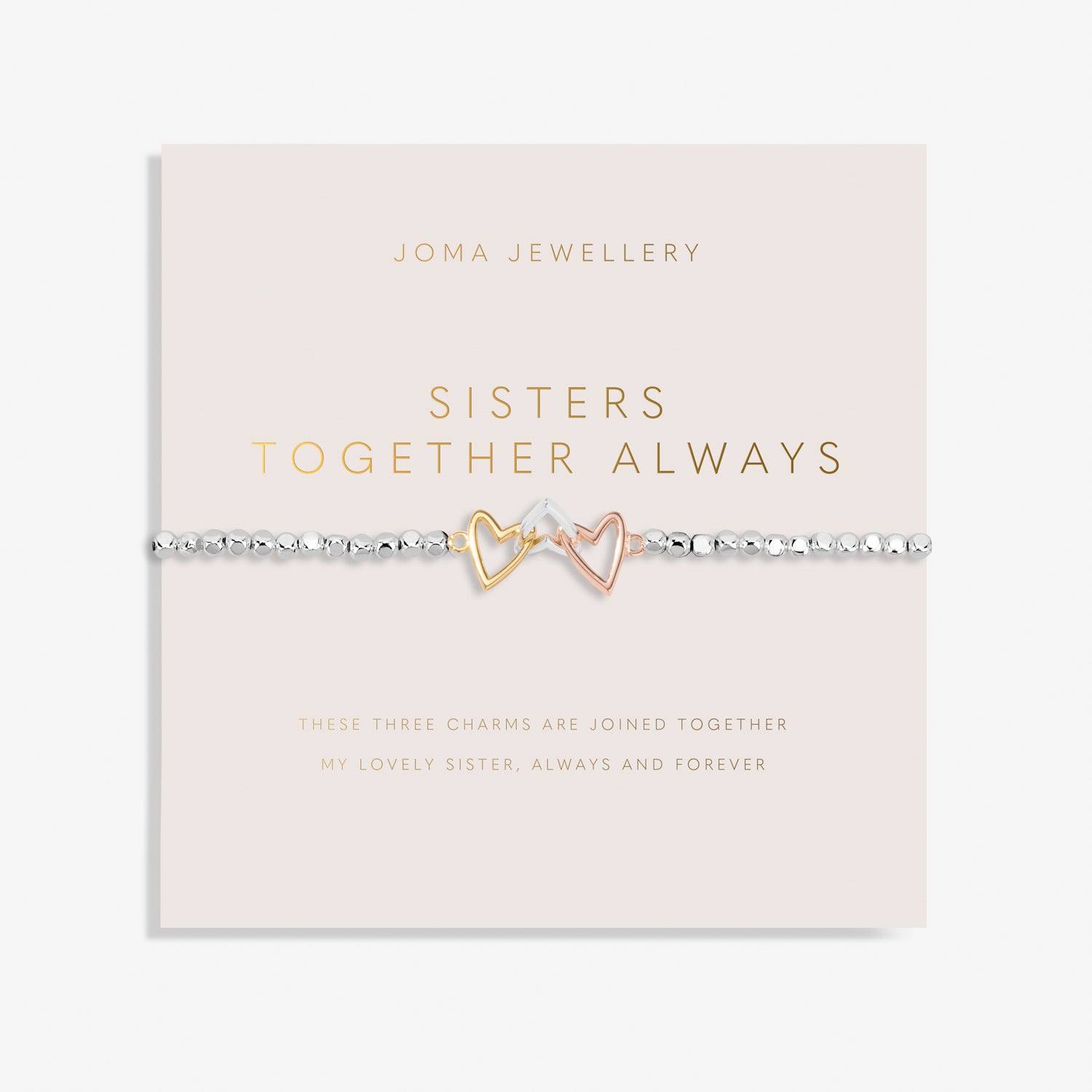 Forever Yours Sister Together Always Silver, Gold Plated & Rose Gold Plated Bracelet