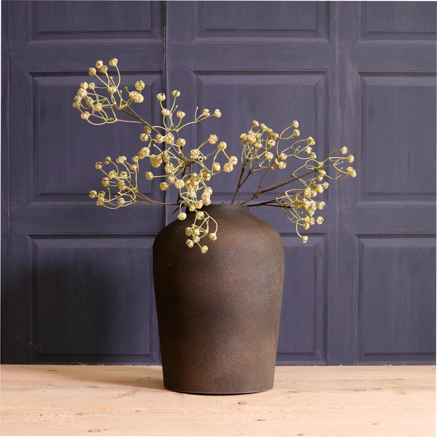 Metal Forged Stone Effect Vase 3 Charcoal