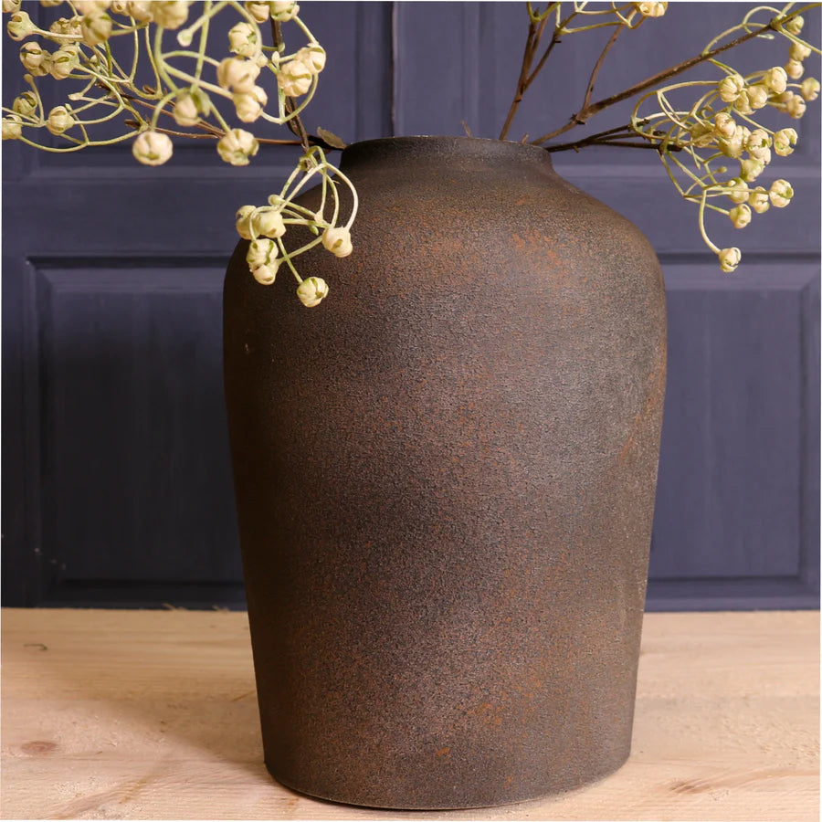 Metal Forged Stone Effect Vase 3 Charcoal