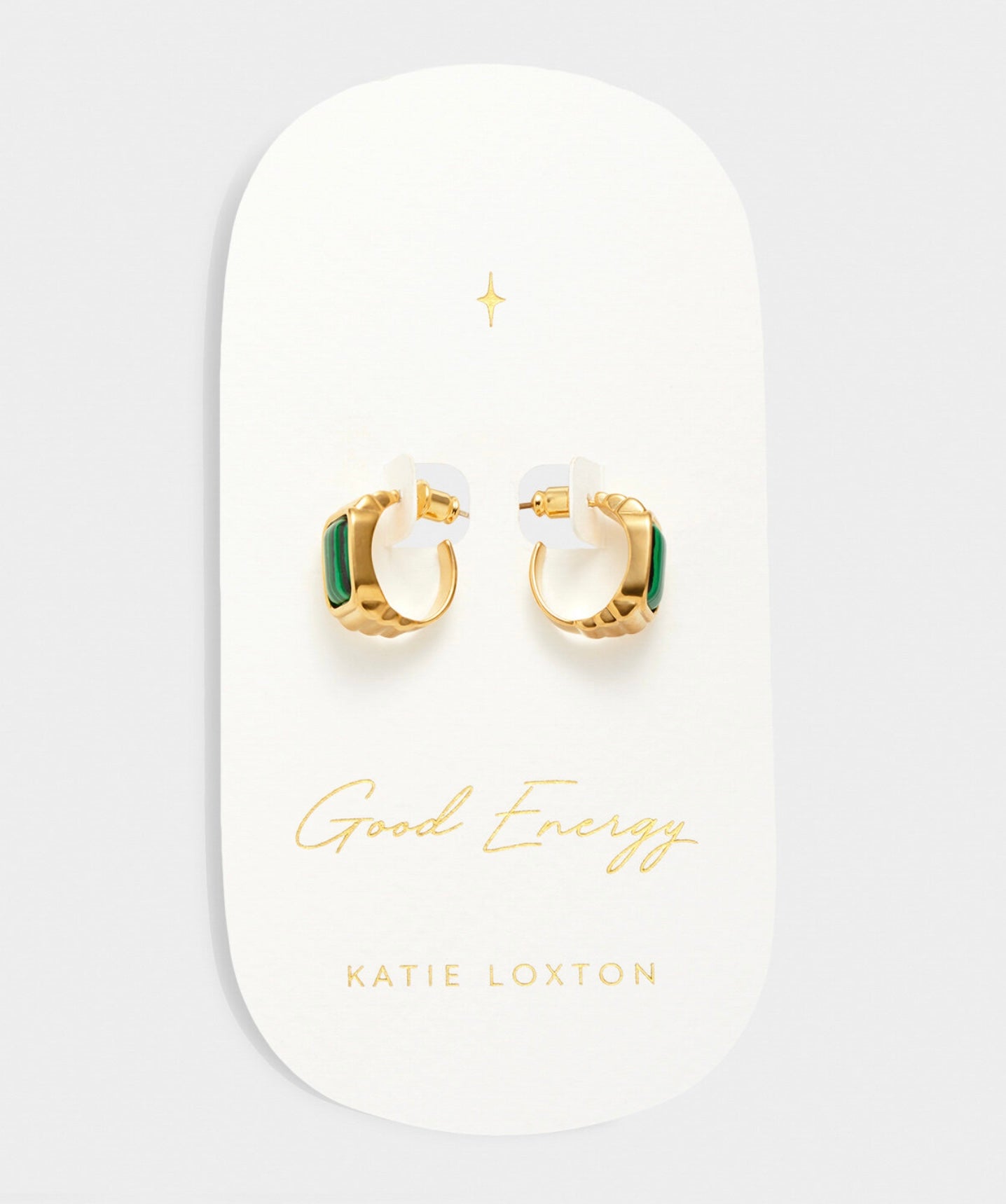 Katie Loxton Malachite Hoop Earrings Good Energy Gold Plated Earring