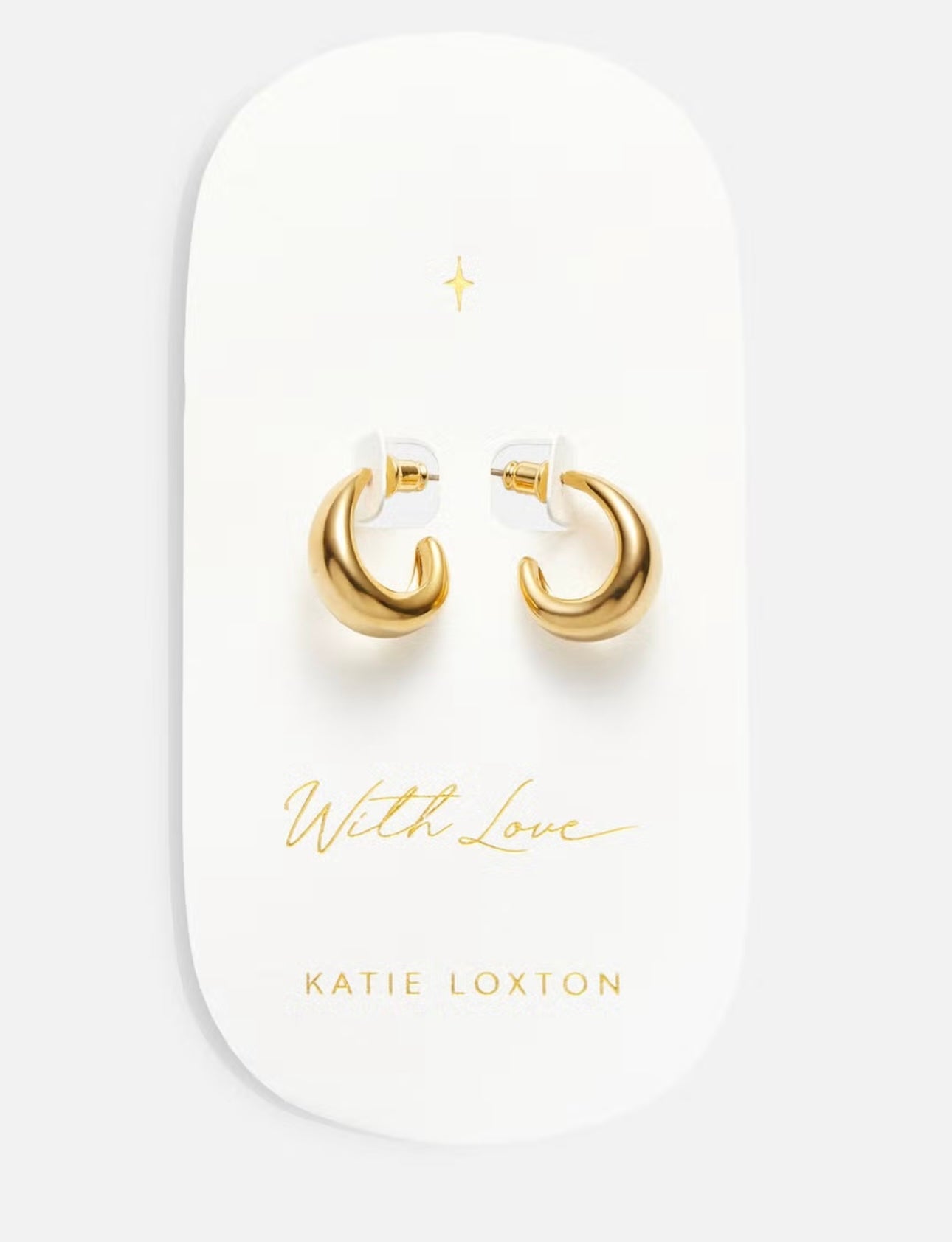 Signet Hoop Earrings With Love Gold Plated Earrings