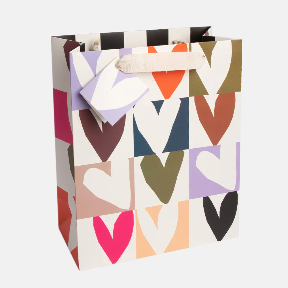 Caroline Gardner Multi Checkmate Heart Print Large Gift Bag