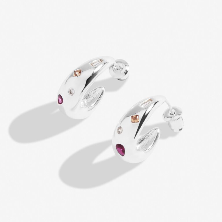 Joma Jewellery Gem Glow Gem Cluster Silver Plated Hoop Earrings